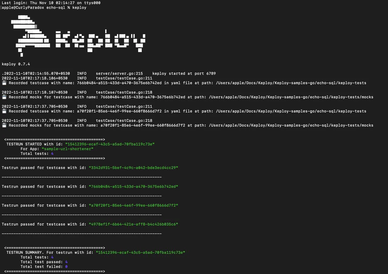 Echo-Sql-Test-Run