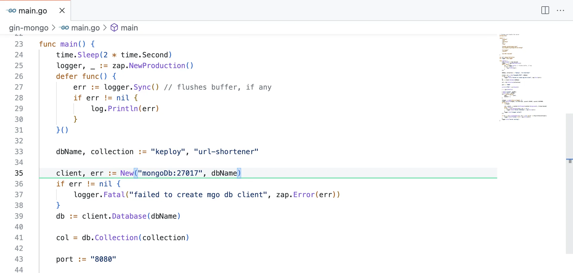 Linux change Gin MongoDB