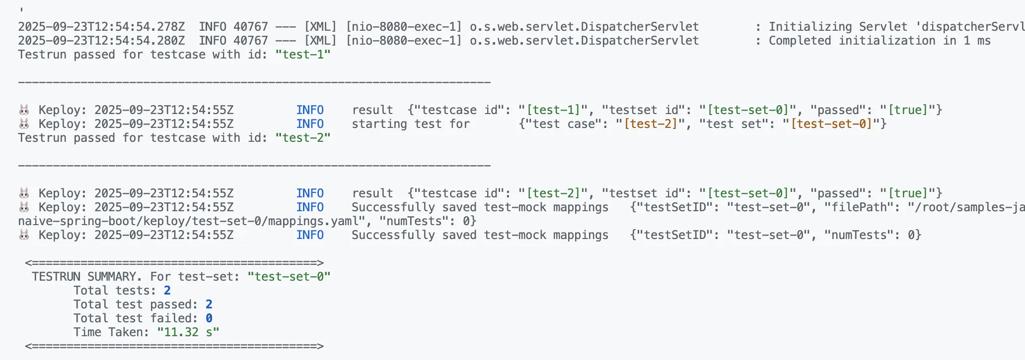 Sample Keploy Test Summary Java