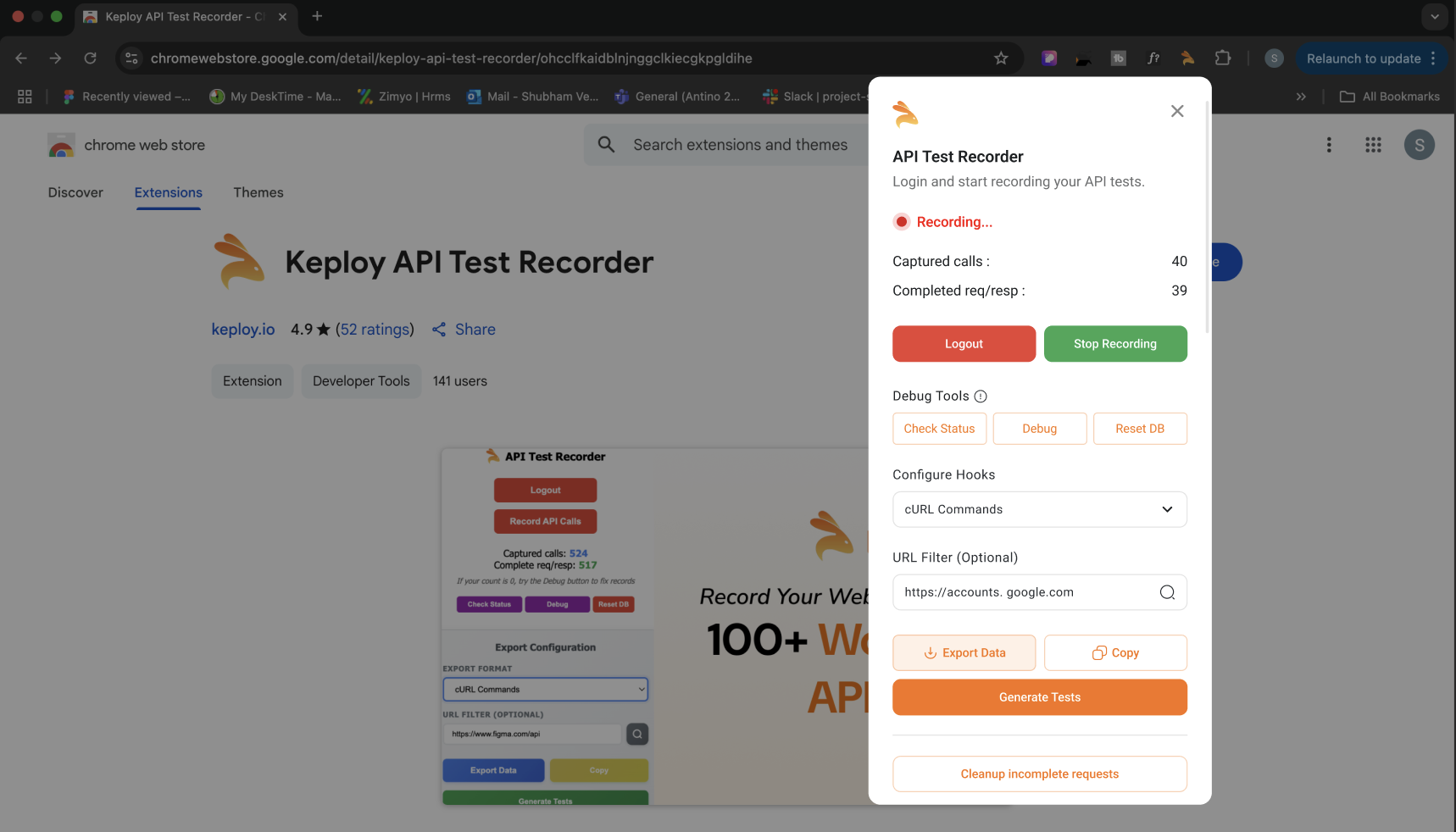 Keploy Record Test case