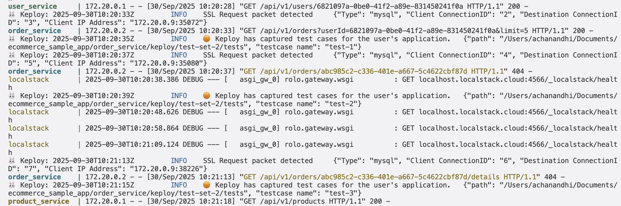 Sample Keploy Record microservices