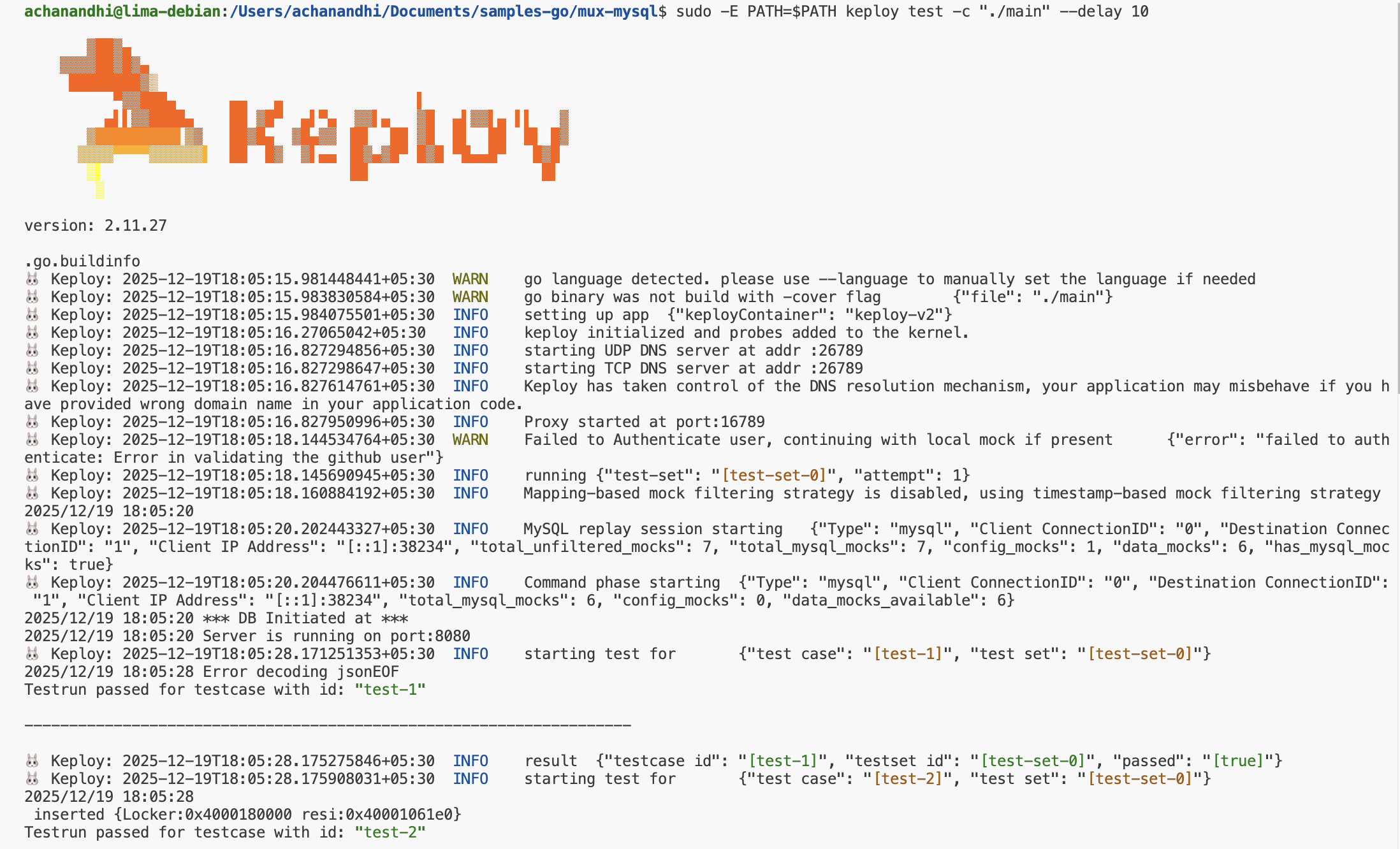 Sample Keploy test header