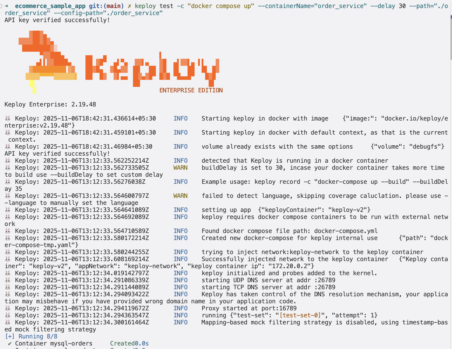 Sample Keploy Record microservices